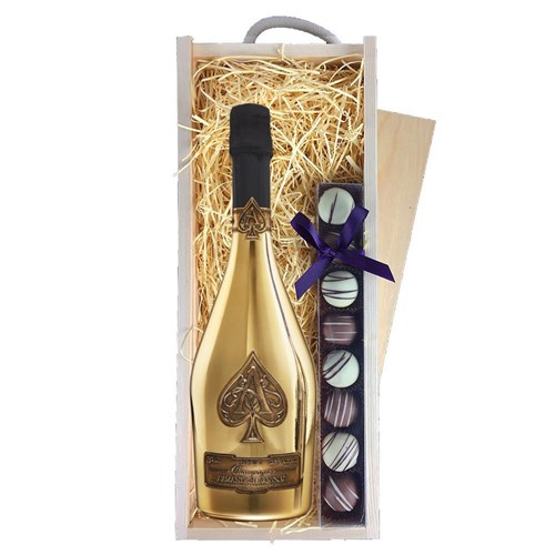 Armand de Brignac Brut Gold 75cl & Truffles, Wooden Box